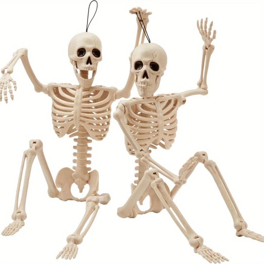 24'' keletons Full Body Posable Skeletons  Halloween SHuman Plastic Bones with Movable Joints for Spooky Indoor and Outdoor Decorations