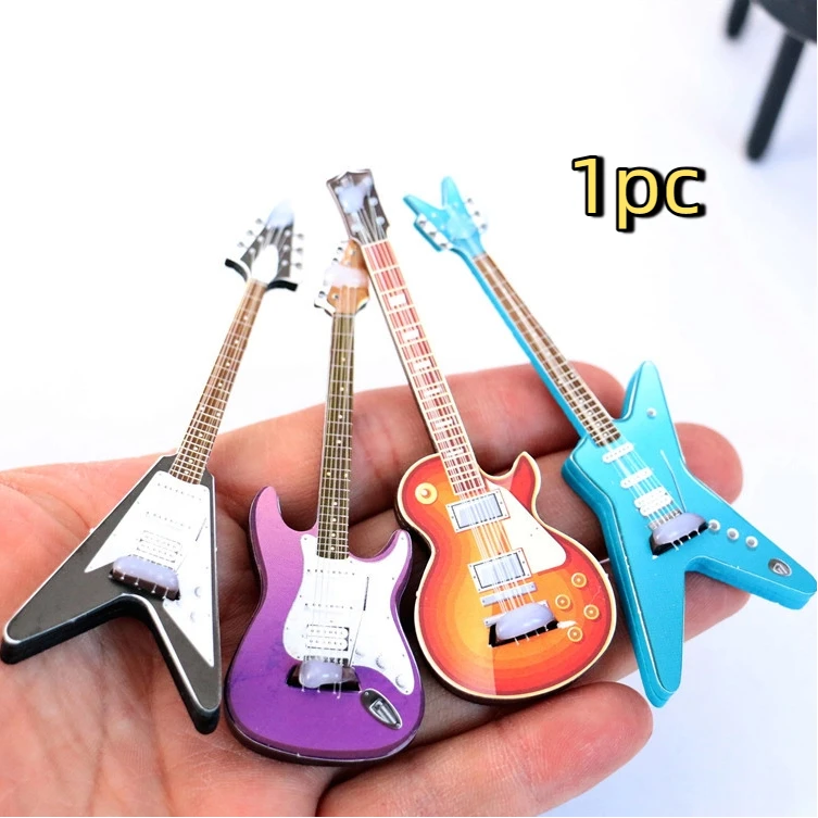 1/12 Dollhouse Guitar Toy Miniature Accessories Dollhouse Musical Instrument Model Home Decoration Accessories Children's Gifts