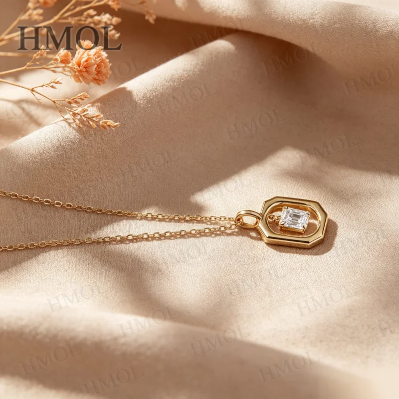 Moissanite Necklace Emerald Cut 925 Sterling Silver 1CT DColor VVS1 GRA Hypoallergenic Versatile Daily Wear Perfect Gift Jewelry