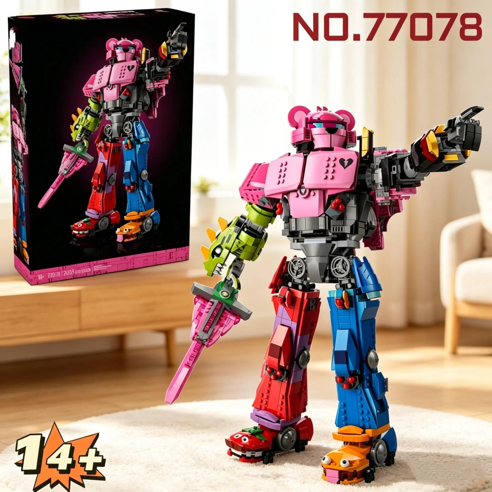 Nouveauté 2026 – Blocs de construction Fortnite 77078 Mecha Team Leader (2503 pièces) – Modèle de robot d'action – Jouets pour cadeaux de fêtes, d'anniversaire et de Noël