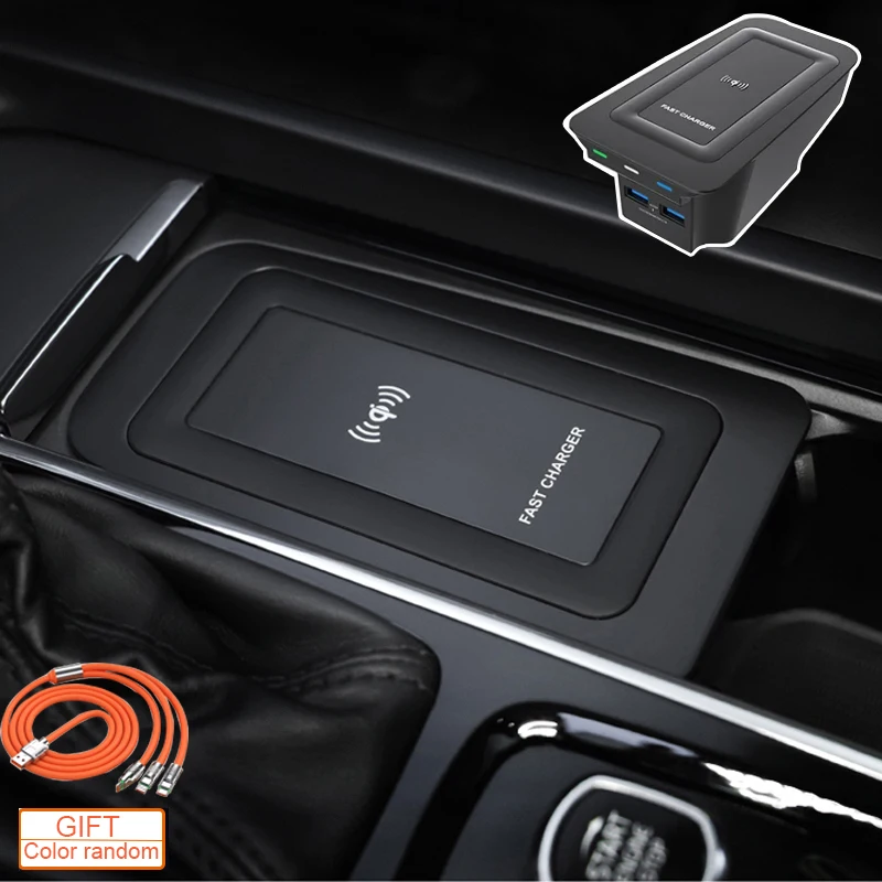 Car Wireless Charger For Volvo XC90 XC60 S90 V90 v60 Charger Phone Charging plate Car Asccessories Phone MobileUSB Charge