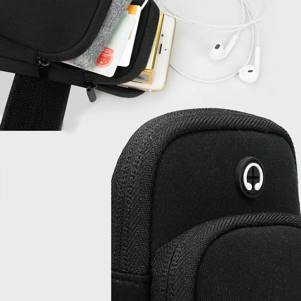 

Practical Sport Arm Bags Black Suitable Under 6 Inches Phone Case Outdoor Fitness Running Biking Music Earphone Hole