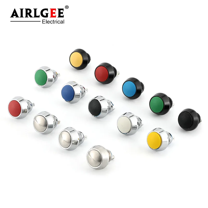 12mm 1NO Momentary Reset Screw Terminal Metal/ Aluminium Oxide Push Button Waterproof Domed Mini Push Button Switch