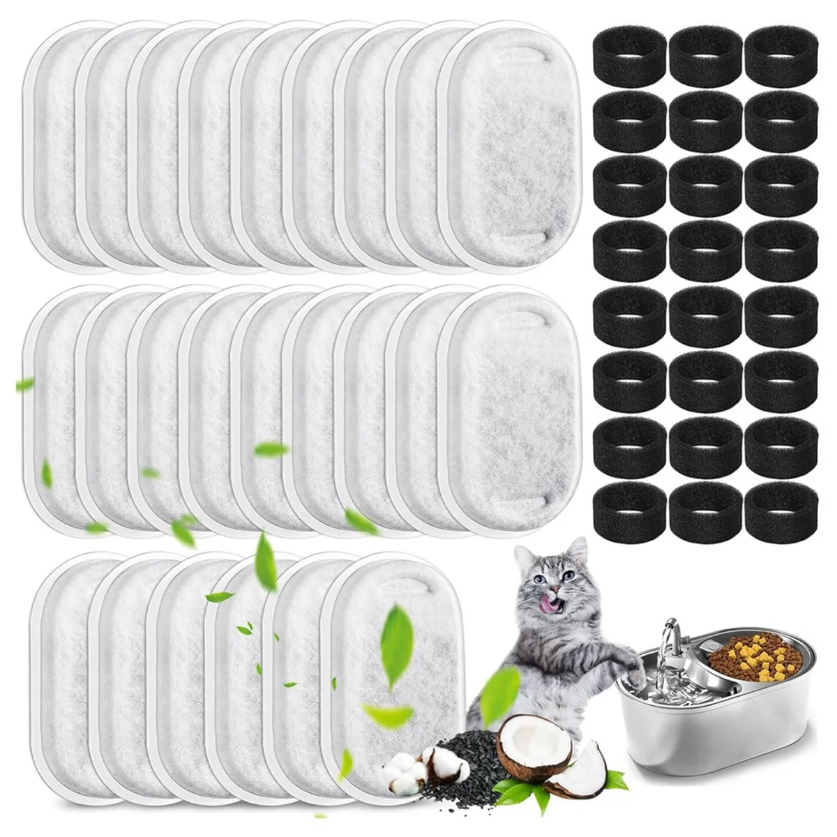 AT4148 Pack kattenwaterfonteinfilters, vervangingsfilters voor kattenfontein voor verstelbare waterstroom huisdierwaterfontein