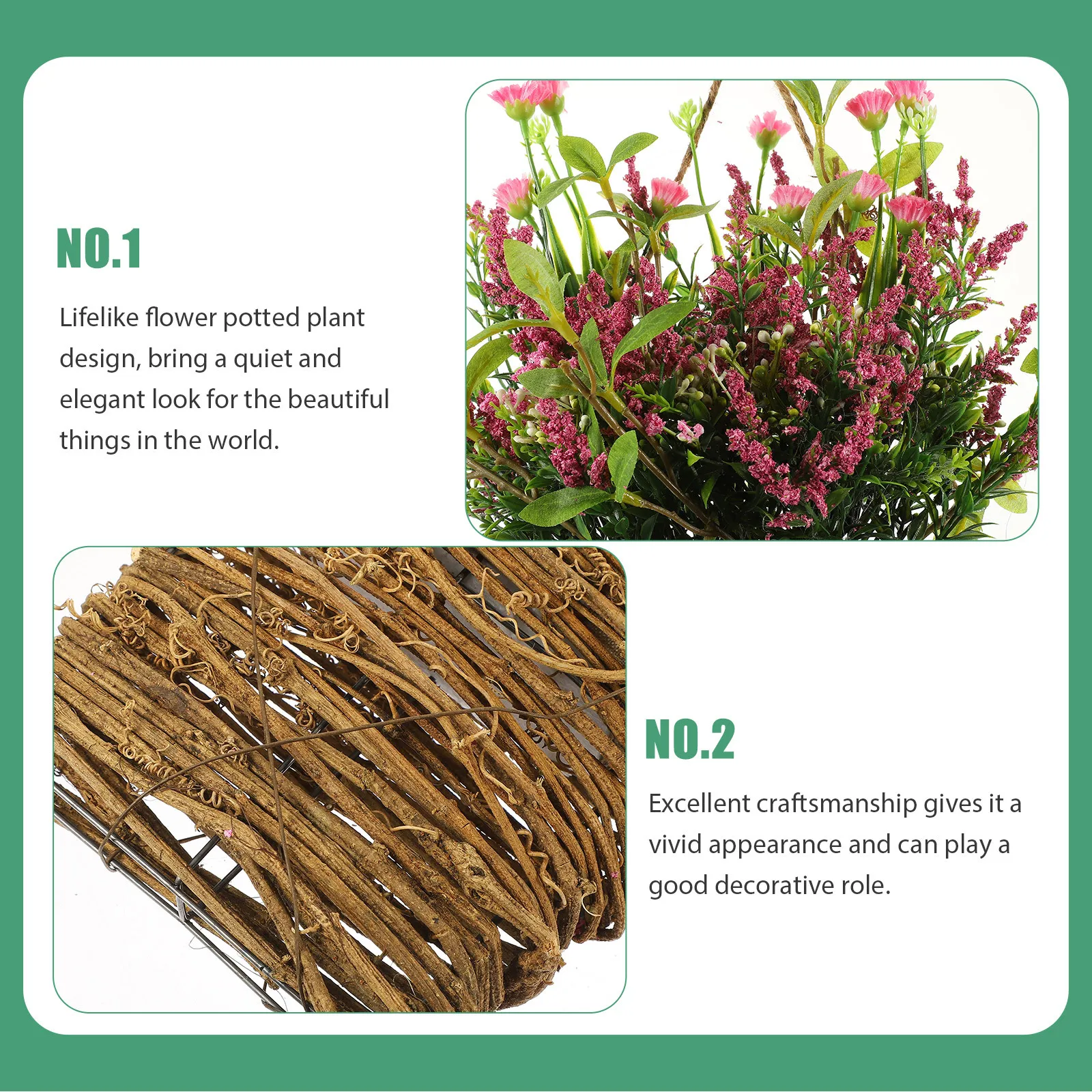 

Artificial Flower Hanging Basket Fake Flowers Realistic Exquisite Plant Home Office Cafe Wall Hanging Decor Fake Flowers