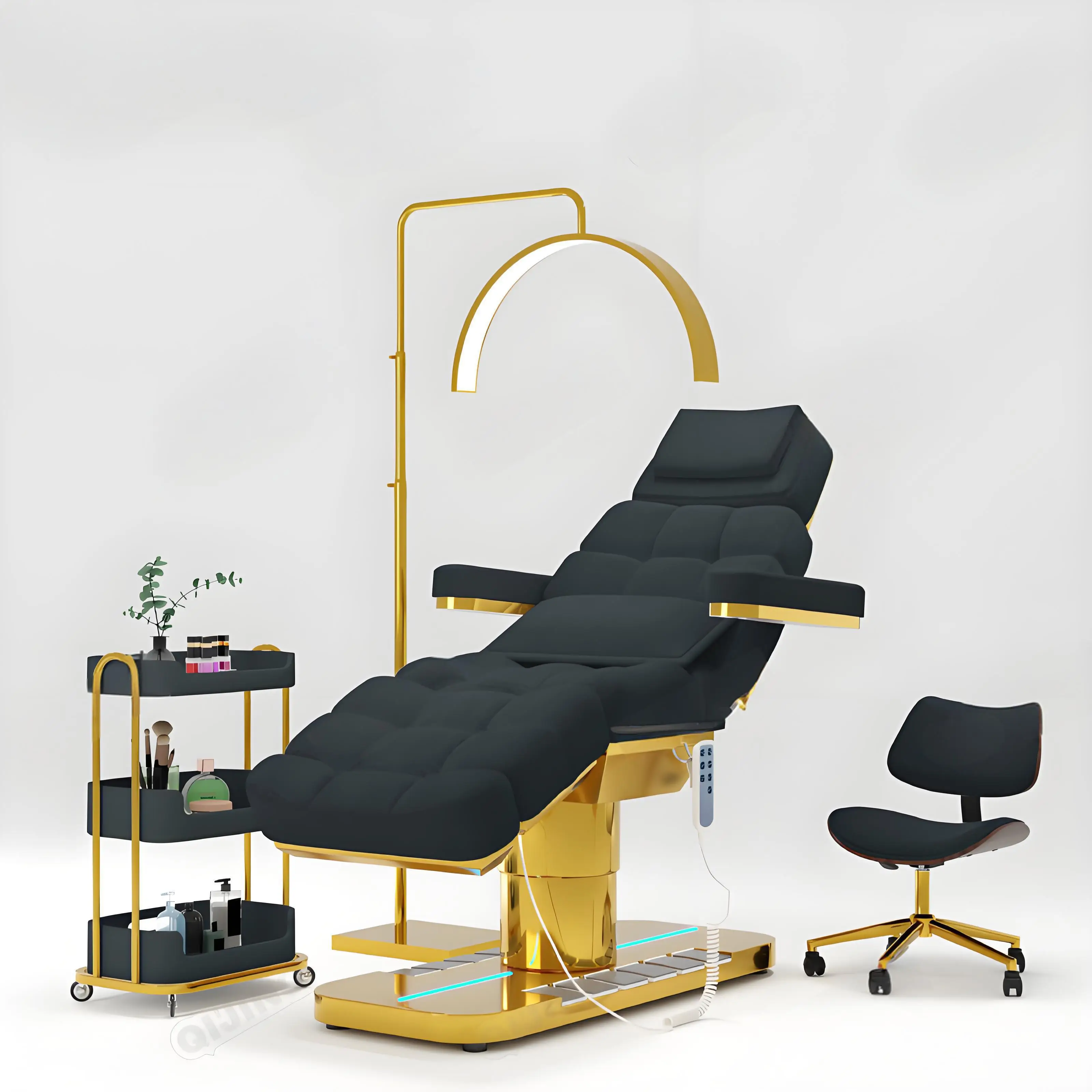 Luxury Professional Salon Furniture Height Adjustable Spa Cosmetic Curved Eyelash Beauty Facial Lash Electric Massage Table ALL