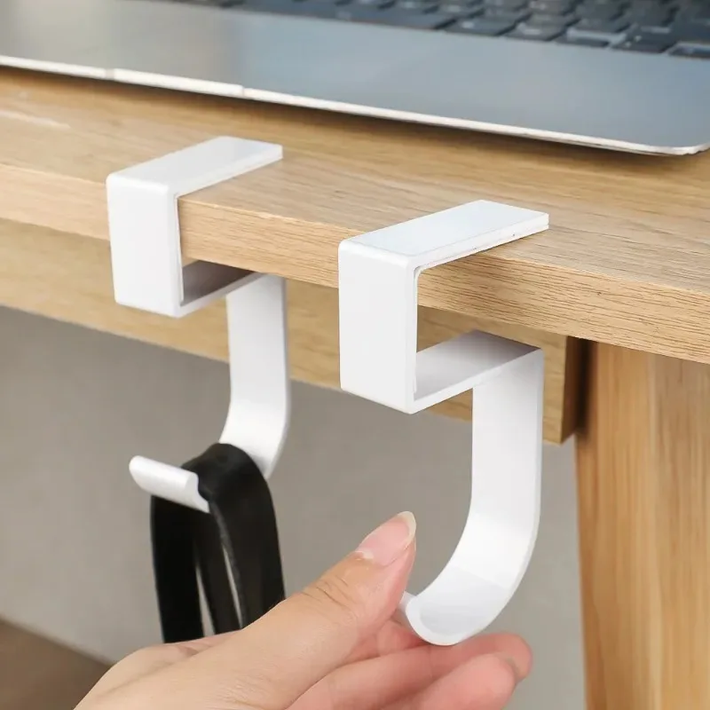 Portable Desk Side Hanging Hook Multifunctional Cabinet Storage Hook Punch-free Handbag Hanger Rack for Home Office Organizer