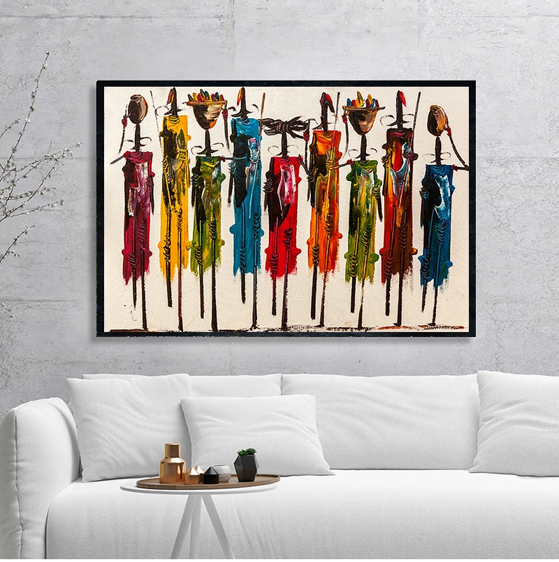 Abstract African Woman Oil Painting on Canvas Posters and Prints Wall Art Portrait Pictures for Living Room Home Decor No Frame