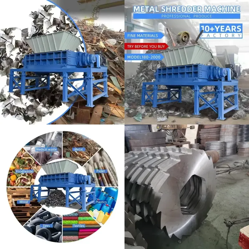 High Efficiency Aluminum Car Steel Crusher Crushing Shredding Machine Shredder Heavy Double Shaft Industrial Can Iron Scrap