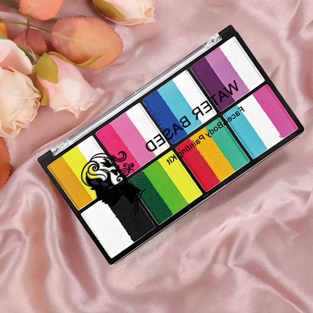 Palette arc-en-ciel soluble dans l'eau, maquillage pour le visage et le corps des enfants, Pigments de scène, peinture, maquillage pour le corps, Halloween R6N0
