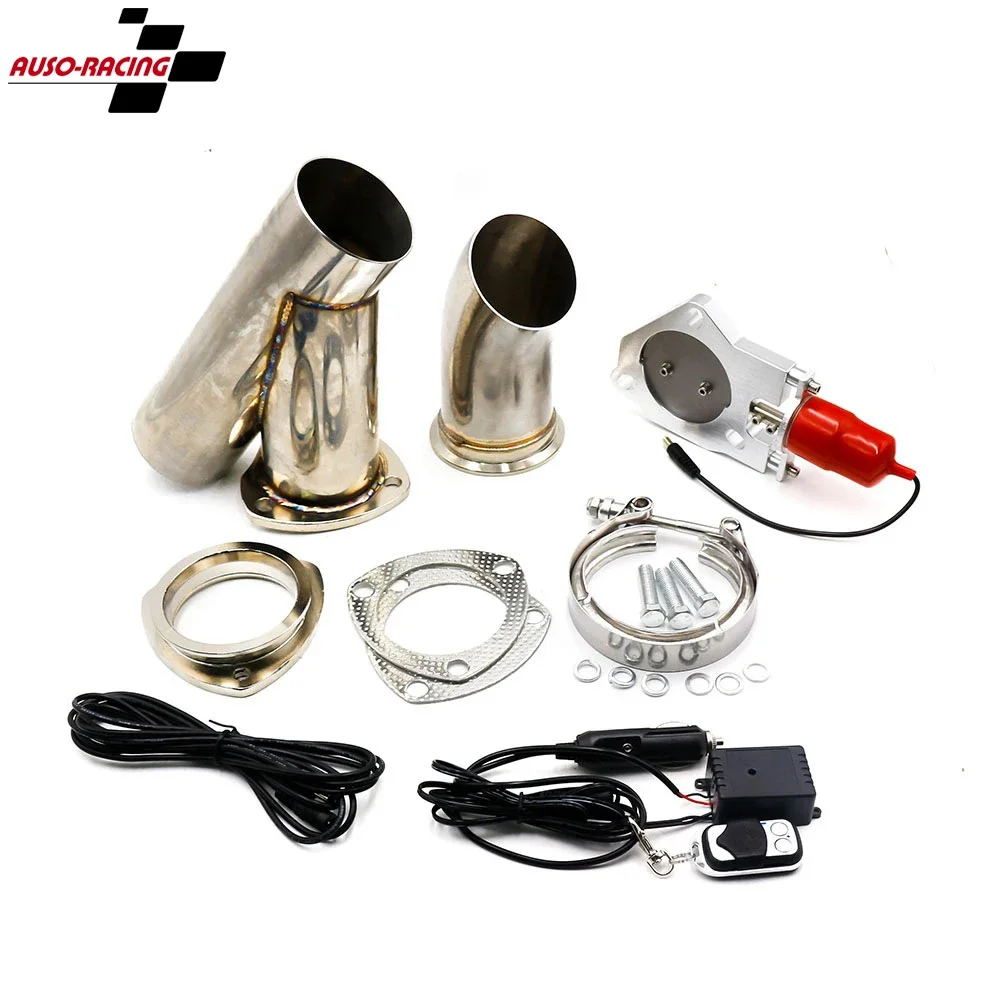 

2.25/2.5/3INCH 57/63/76mm Double Exhaust Control Valve With Remote Control Car Electric Exhaust Valve Cut outs Cutout kit Y Pipe