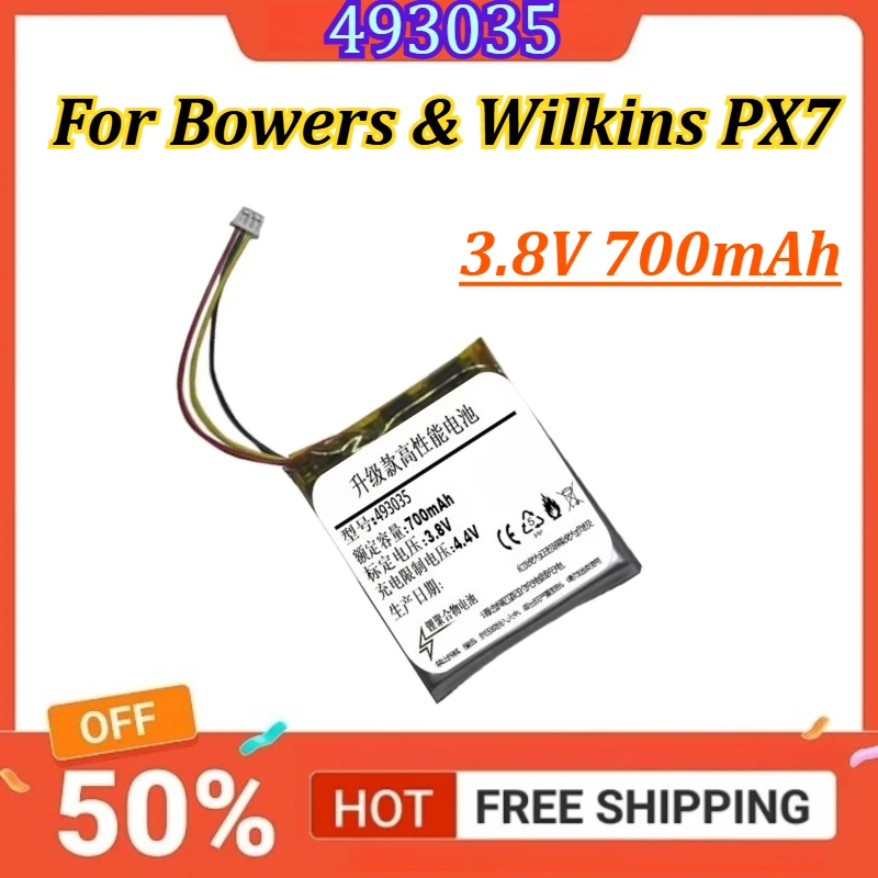 

493035 3.8V 700mAh Battery For Bowers & Wilkins for B&W PX7 Headset Headphone