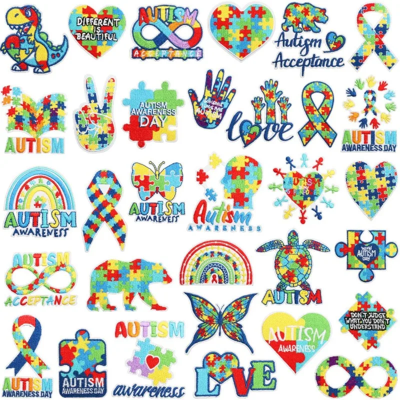 

Autism Awareness Color Puzzle Sewing Iron-on Embroidered Badge Patch for DIY T-shirt Backpack Clothing Appliques Sticker