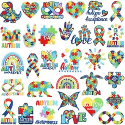 Autism Awareness Color Puzzle Sewing Iron-on Embroidered Badge Patch for DIY T-shirt Backpack Clothing Appliques Sticker