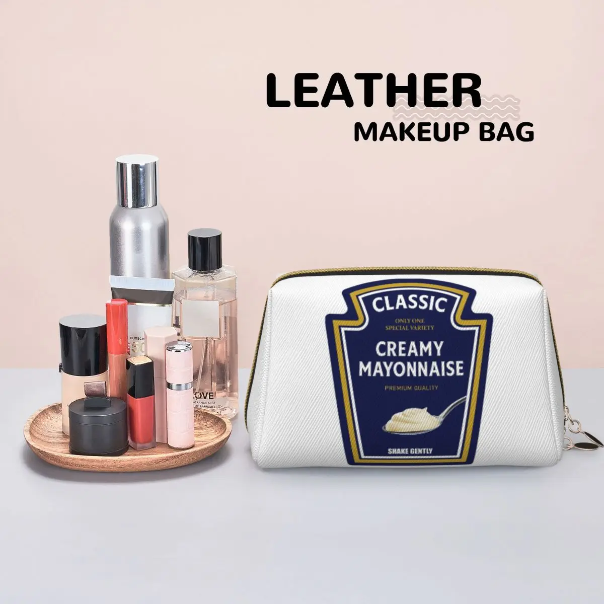 Mayonnaise Halloween Costume Family Group Matching Couple Ketchup Mustard Mayo Women Cosmetic Bag Travel Makeup Organizer Pouch