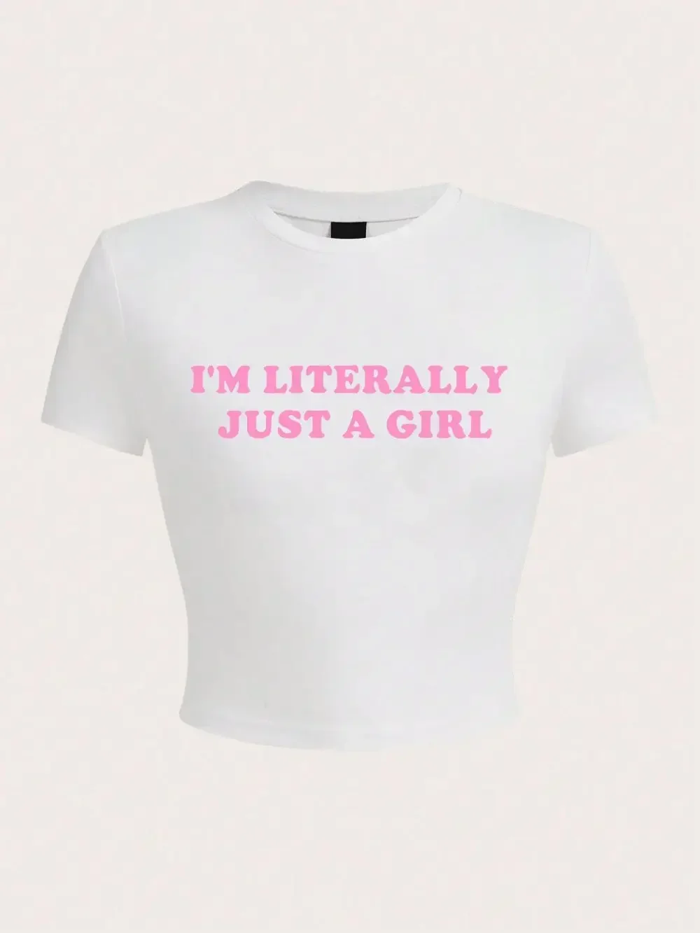 I'M Literally Just A Girl Letter Printing Crop T-Shirt Y2K Summer Woman Short Sleeve Breathable Stretch Soft Females Streetwears
