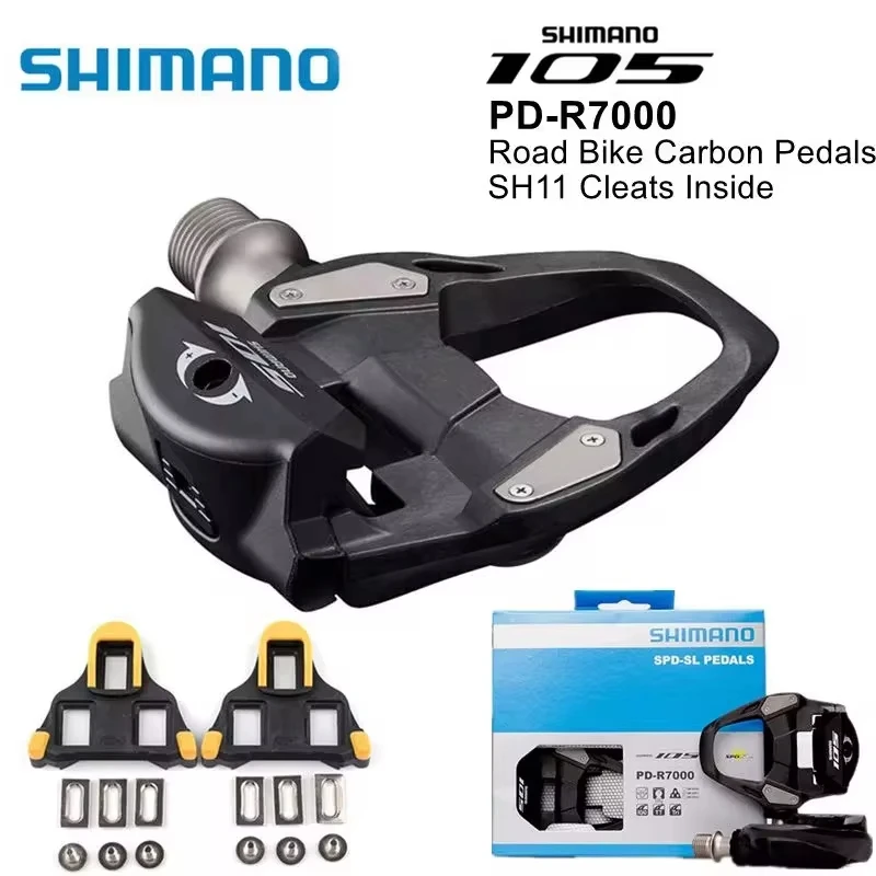 SHIMANO-pedales de bicicleta de carretera 105/PD R7000, autoblocantes de carbono con tacos SH11, SPD-SL, R7000