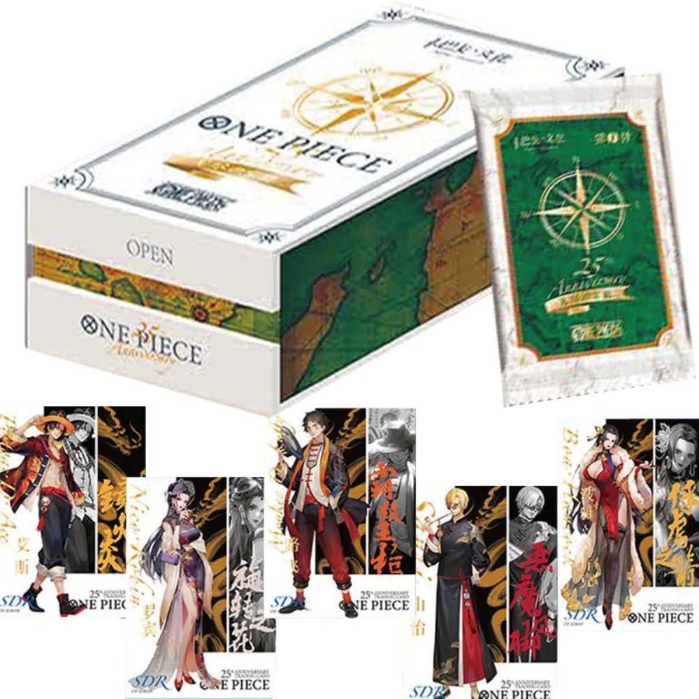 Genuine One Piece Cards Anime Character Luffy Shanks Zoro 25th Anniversary Rare Trading Collection Cards Child Birthday Gift Toy