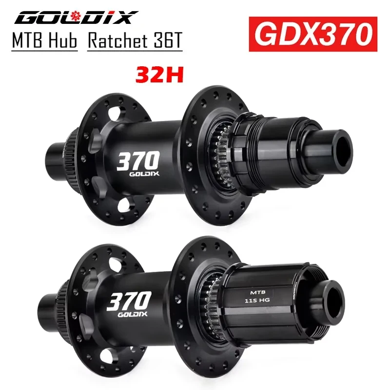 GOLDIX GDX370 Bicycle Hub Sealed Bearing Center Lock Disc Brake J-Bend spoke 32 Holes Ratchet 36T for Shimano BOOST MTB Hub