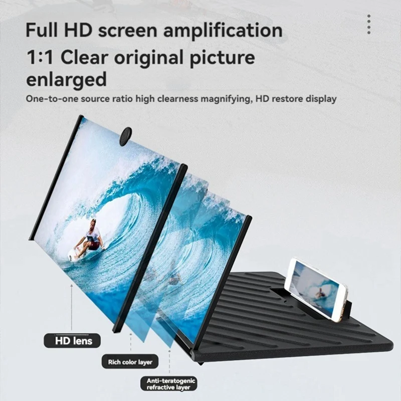 

Лупа для экрана 20-дюймовая лупа для экрана 3D HD увеличение для телефона проектор увеличительное стекло для экрана совместимо