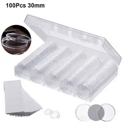 100Pcs 33mm Transparent Coin Cases Holder Coin Collecting Box Case Coins Storage Capsules Protection Boxes Container