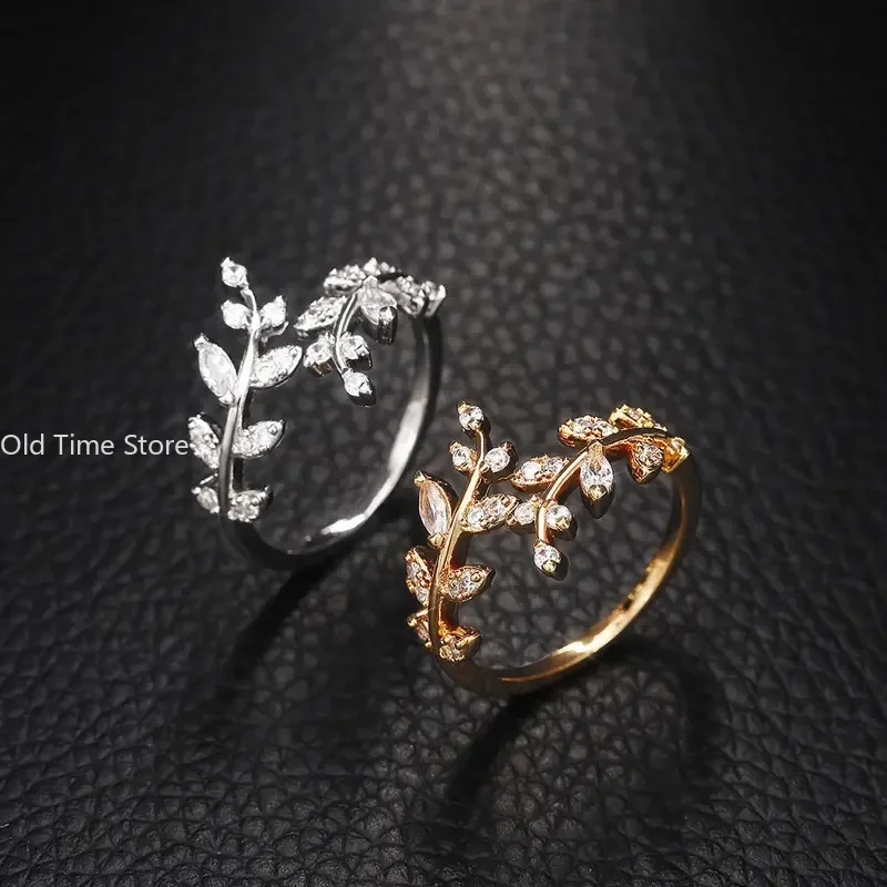 Creative Leaf Branch Shape Rings For Woman Open Adjustable Ring Finger Luxury Wedding Party Girl's Jewelry