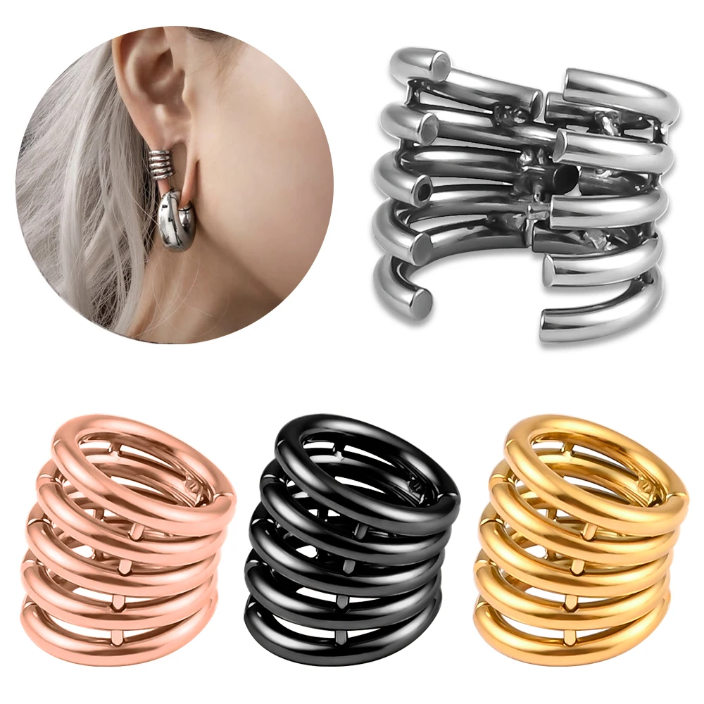 Vankula 1PC Ear tacker Ring Lobe Cuff Ear Gauge Plugs Ear Tunnels Stretcher Lobe Weights Clip on Chrząstka Biżuteria do ciała Kobiety