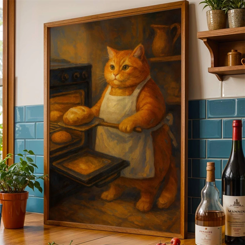 Czarny Kot Piecący Ciasteczka  – Kitchen Baking Wall Art recenzja i cena