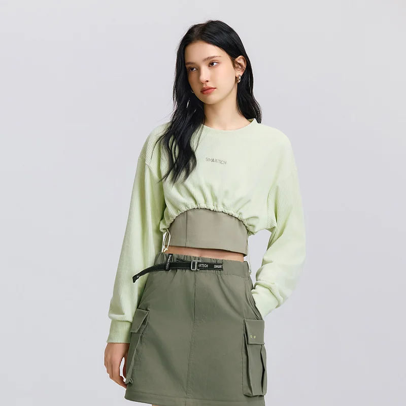 Semir Long Sleeve T-Shirt Women Short Style Top Slimming Vest 2025 New Spring Loose Two-piece Set