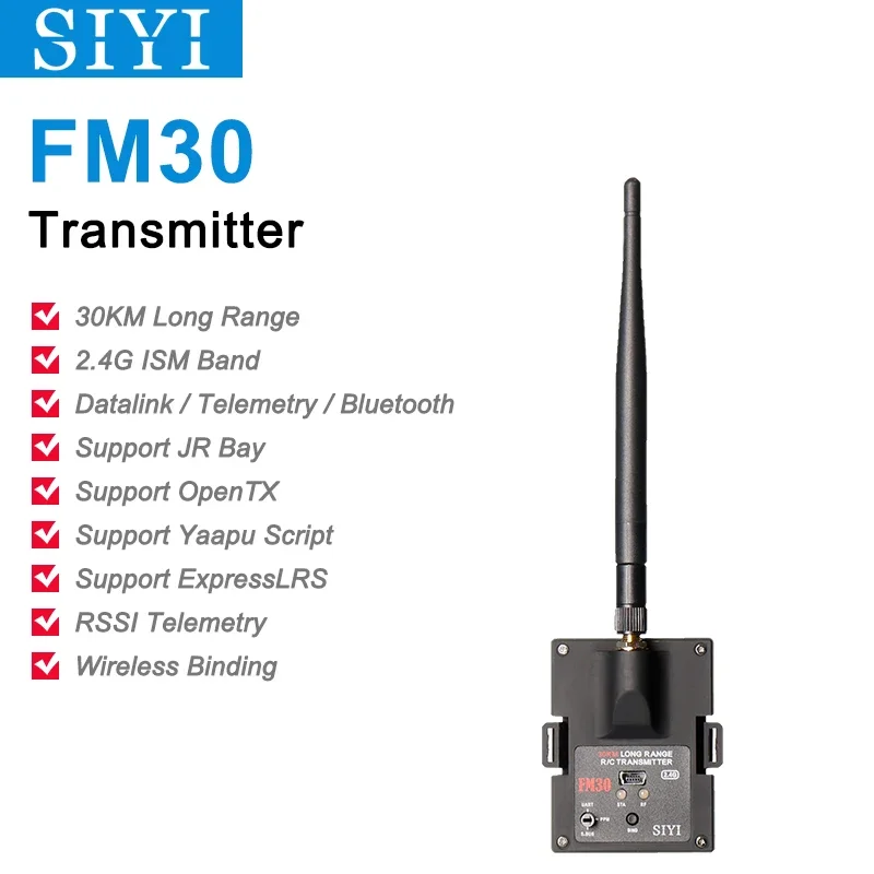 

Радиомодуль SIYI FM30, 2,4 ГГц, 30 км, Дальняя передача данных, Телеметрия, Bluetooth, с FR мини-приемником, OpenTX OTA, гоночные дроны RC