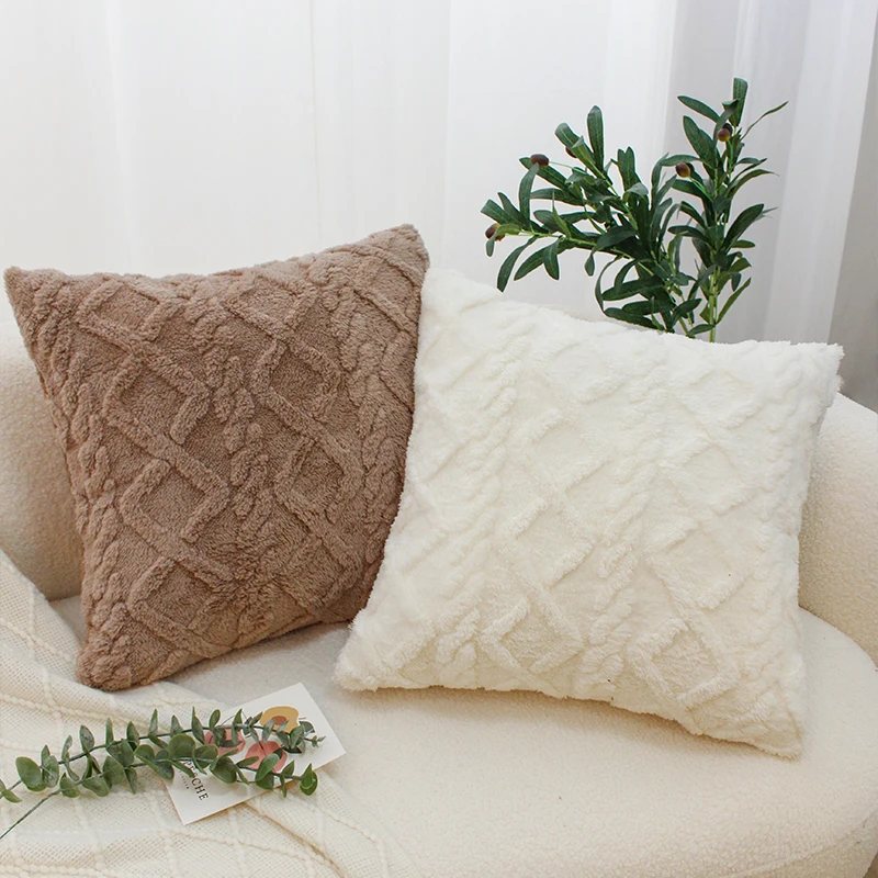 

Cushion Cover Plush Geometric Lumbar Pillow Cover 45x45cm 30x50cm Pillowcases Christmas for Indoor Living Room Sofa Home Decor