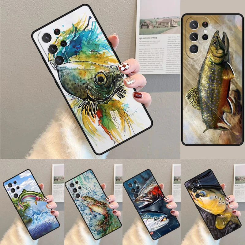 Brown Trout Fly Fishing Phone Case for Samsung Galaxy note 10 pro S26 Ultra S23 S24 FE S25 S21 S22 PLUS shockproof Cove