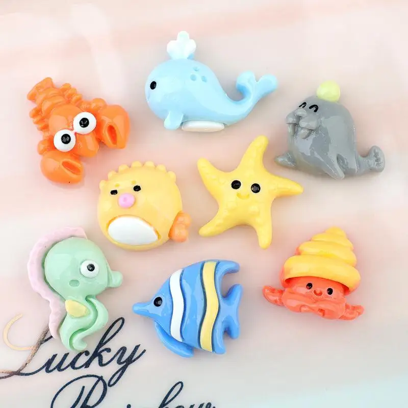 20Pcs Vivid Design Mini Cartoon Crayfish Resin Flat Back Cabochons for DIY Scrapbooking Phone Case Bag Craft Decoration Supplies