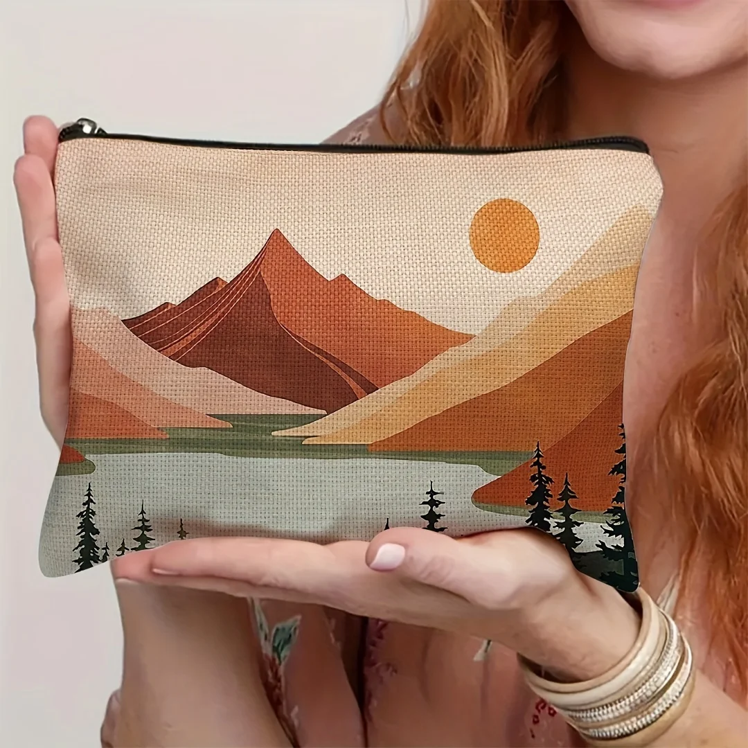 Una borsa per il trucco in stile bohémien: custodia multifunzionale con cerniera, borsa per riporre gioielli, piccola borsa portaoggetti perfetta con cerniera da viaggio.