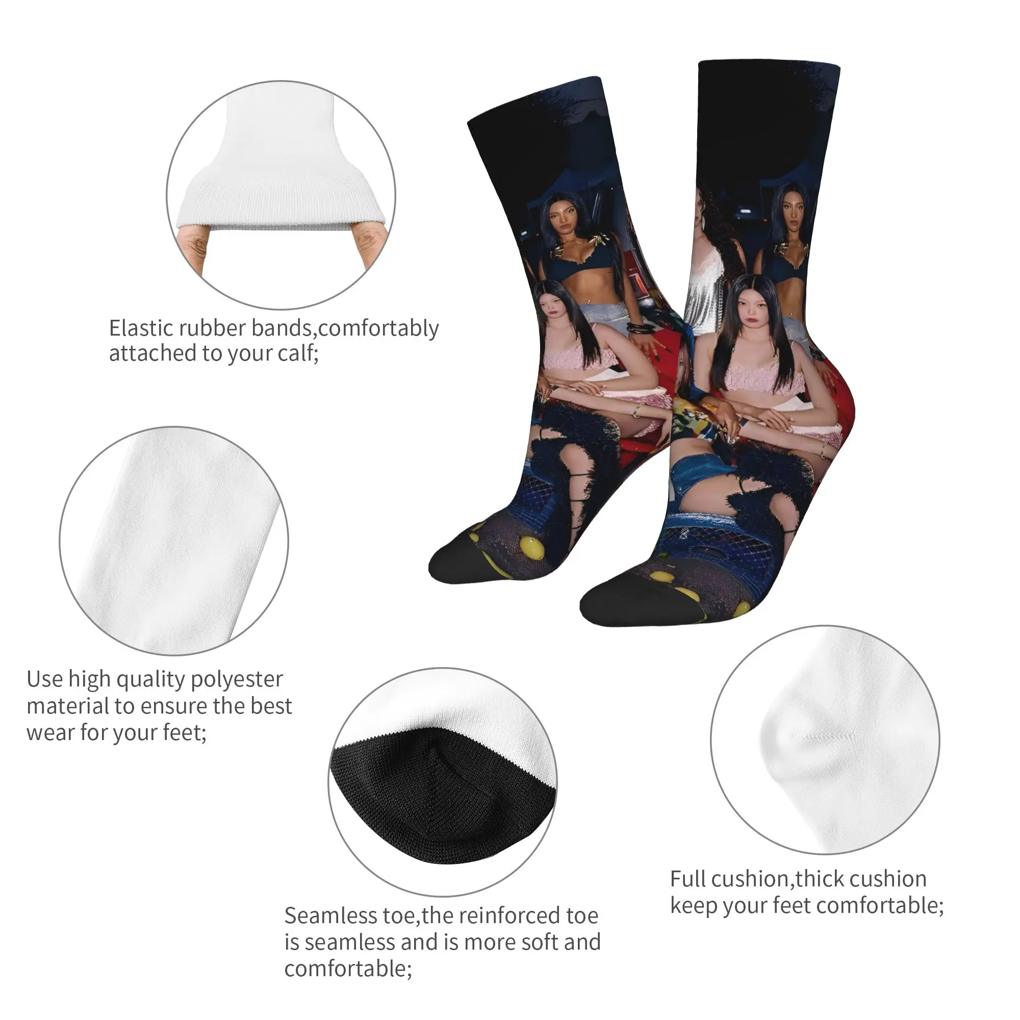 Fashion Male Men Socks Harajuku Katseye Kpop Sock Polyester Korean Style High Quality Women's Socks Spring Summer Autumn Winter