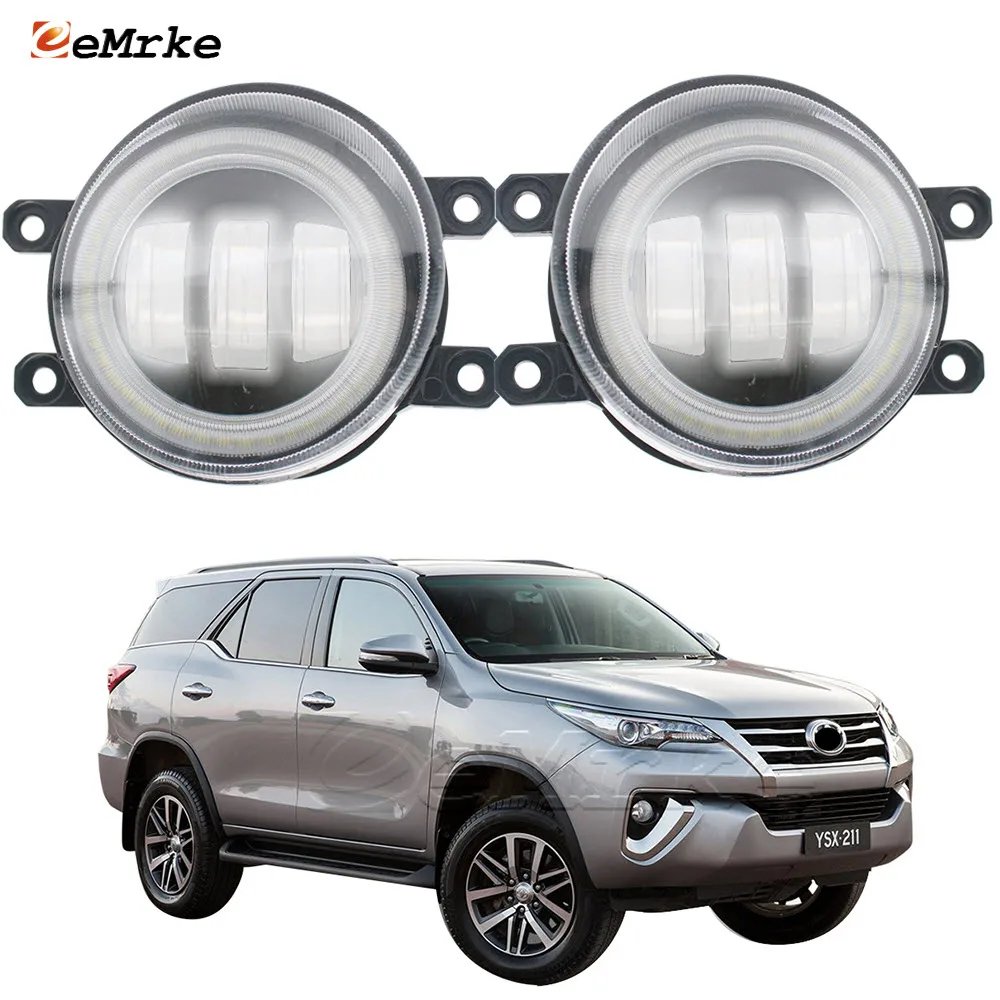 

2-Pcs Car Full Led Angel Eye DRL for Toyota Fortuner AN160 2015 2016 2017 2018 SW4 Fog Lights Lamp Lens Daylight Car Accessories