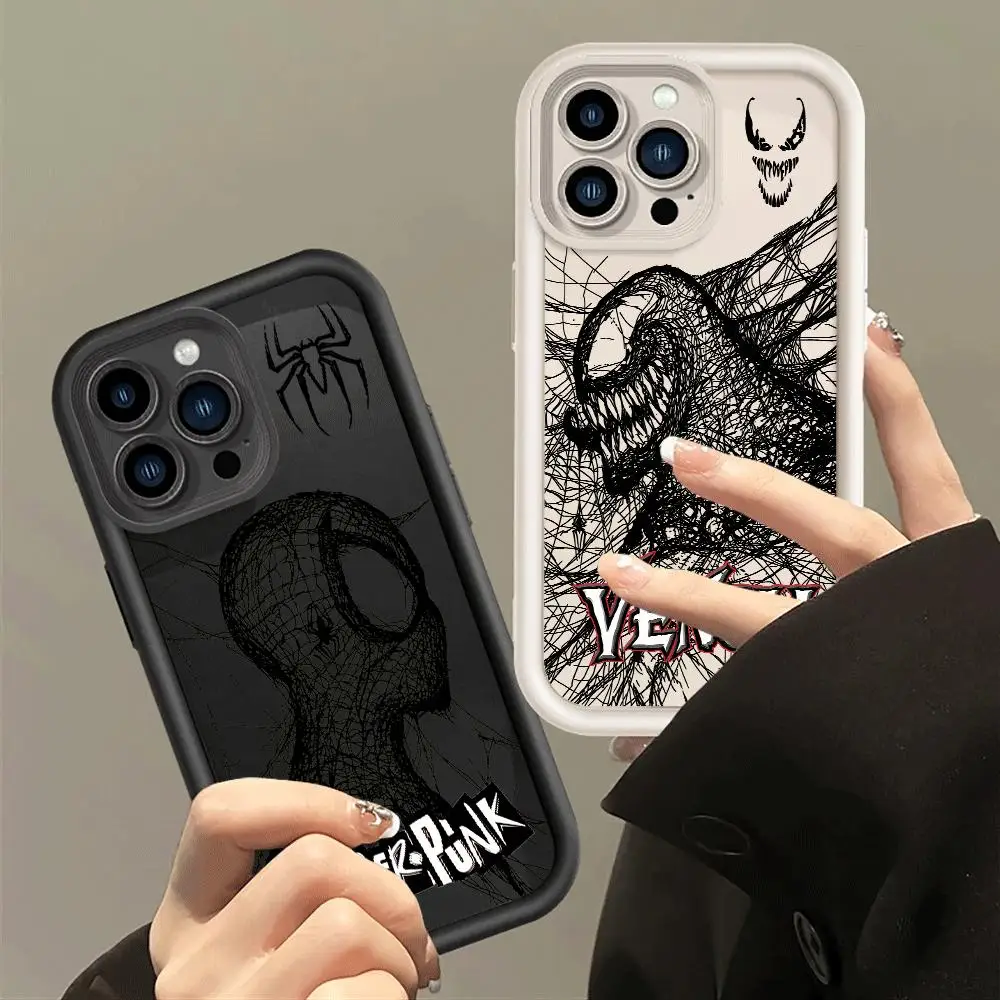 Spider Man Venom Case for iPhone XS Max 14 Plus 13 Mini 11 Pro 15ProMax XR 12 Pro SE 8 7 Soft Cover Back