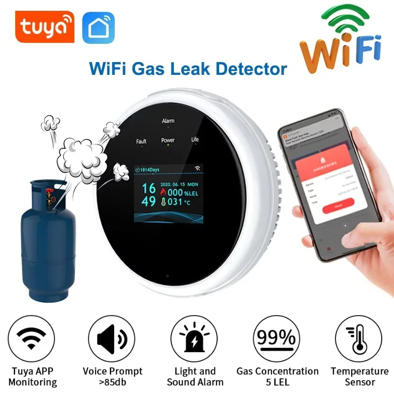 

Tuya WiFi GAS LPG датчик утечки сигнализация детектор пожарной безопасности управление через приложение безопасность умный дом датчик утечки поддержка приложения Smart Life