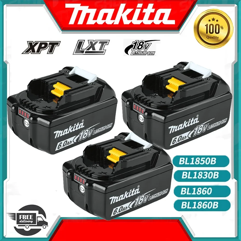 

100% original Makita 18V 6Ah rechargeable power tool battery with LED charger replacement LXT BL1860B BL1860 BL1850 18V Battery