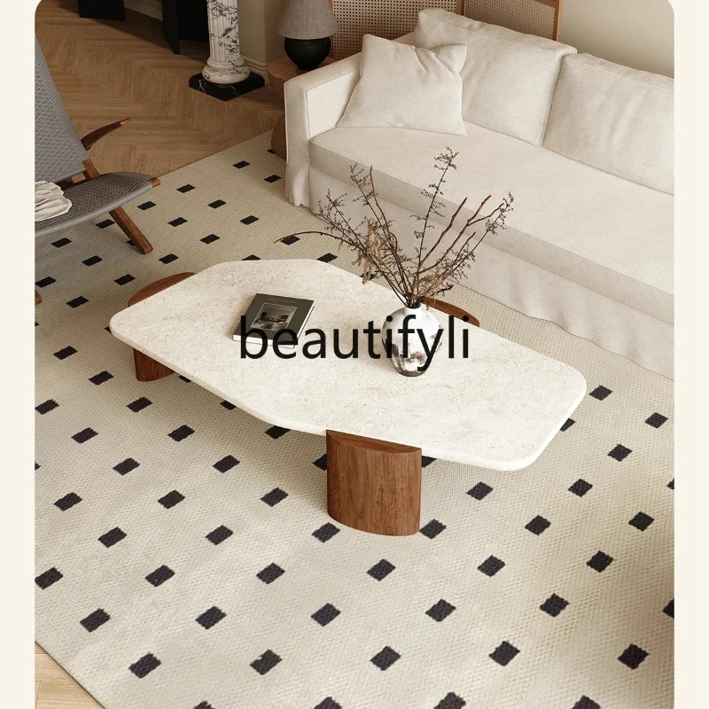 

French retro style coffee table natural lime stone cave stone coffee table medium and ancient style leisure