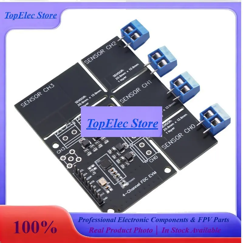 ToPss[LXYA68Z!] FDC2214 Module (With 4 Touch Points) Capacitive Sensor