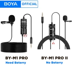 BOYA – Microphone Lavalier filaire TRRS BY-M1 PRO/BY-M1 PRO II, 3.5mm, pour Smartphone, appareil photo PC, enregistrement, diffusion en direct Youtube
