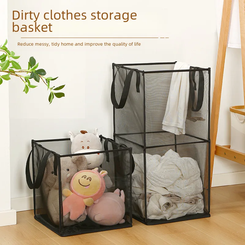 

Grid Dirty Clothes Basket Bathroom Large Multifunctional Clothes Laundry Basket Foldable Bathroom Bathroom Dirty Clothes Blue