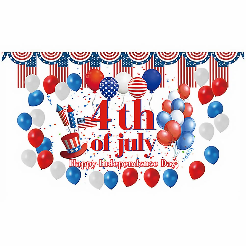 

American Flag Decorative Cloth Banner Party Backdrop White Door Independence Day Theme Photoshoot Background Durable Portable