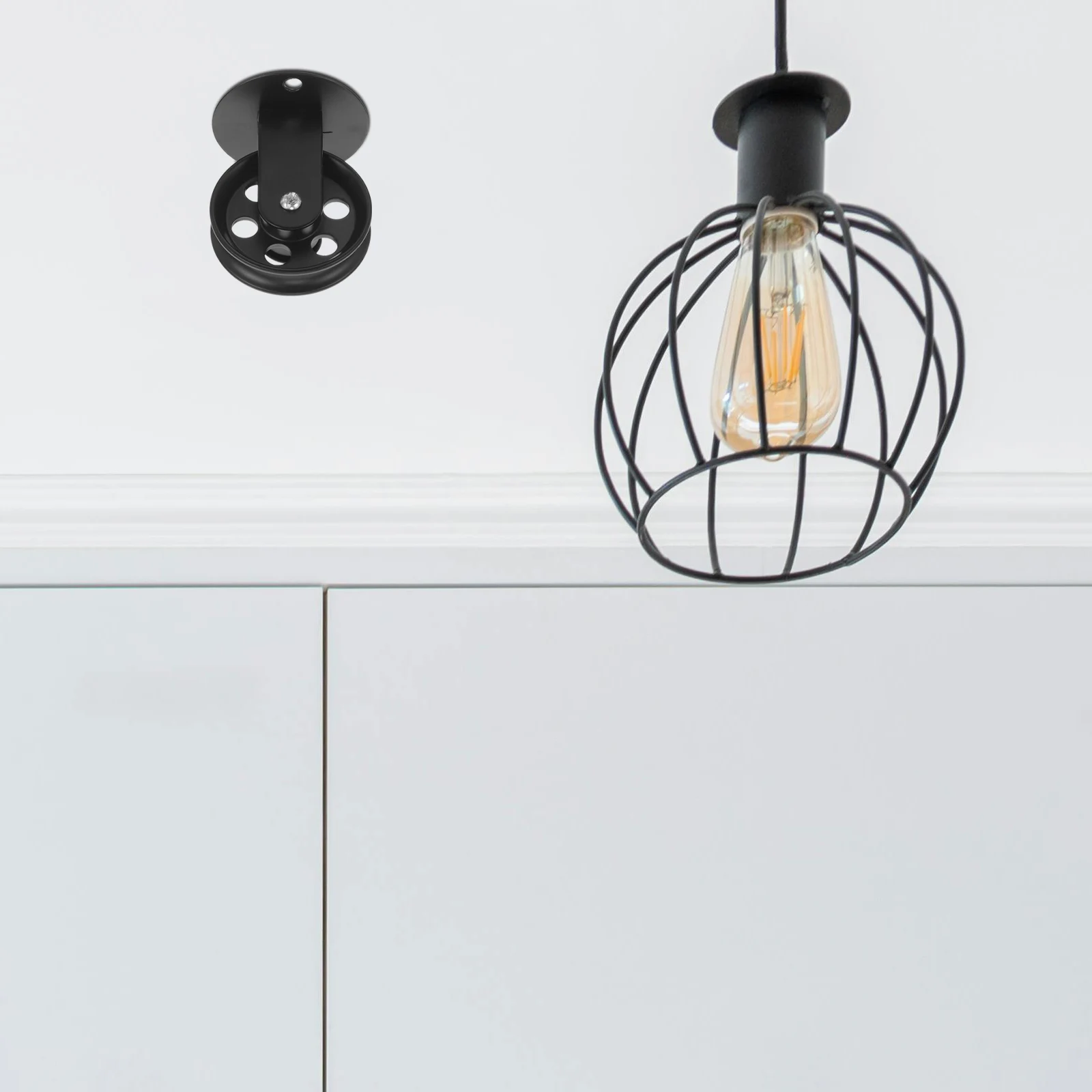 

Ceiling Mount Wheel For Hanging Lamp Chandelier Light Fixture Adjustable Height Rope Pulley System Heavy Duty Lamp Pulley Block