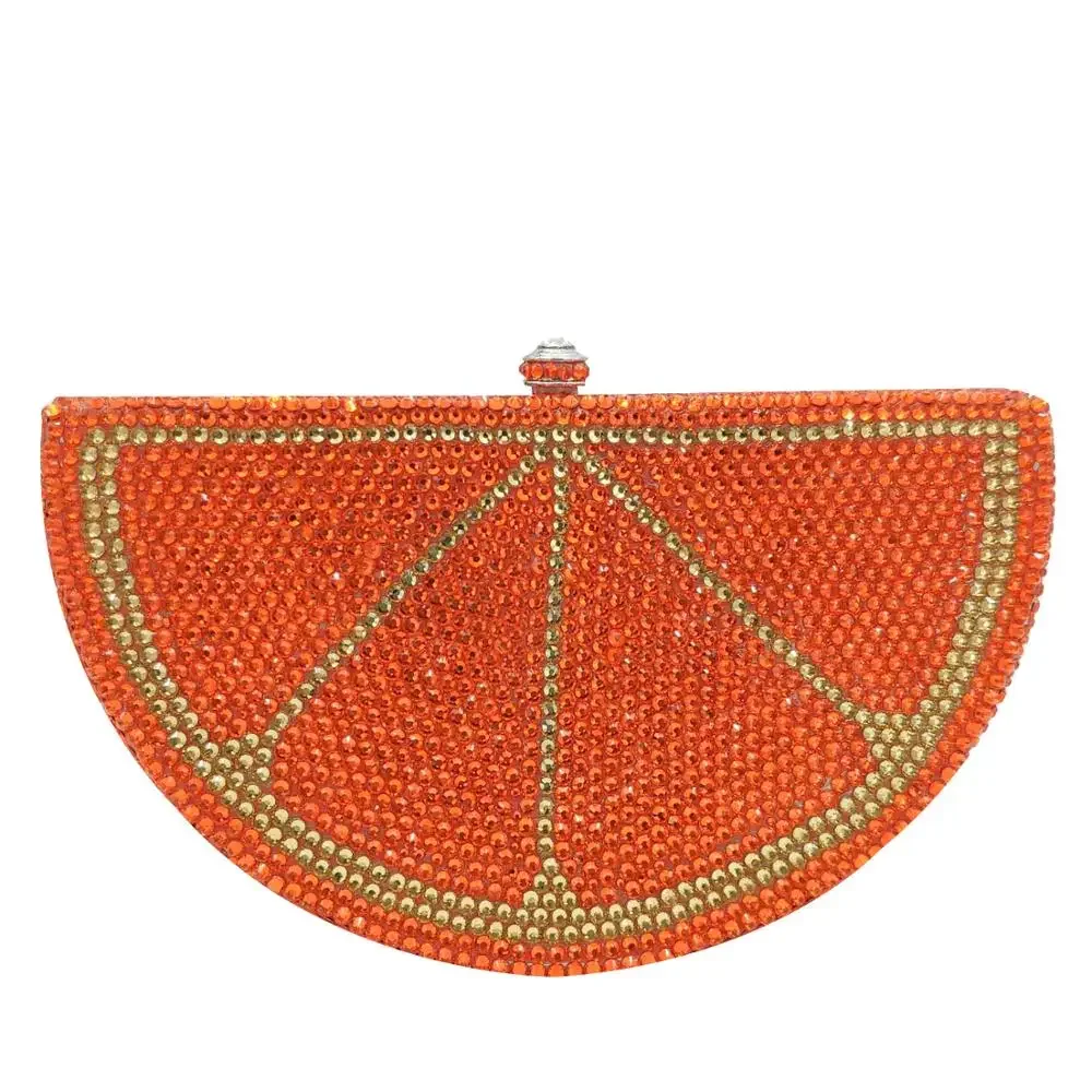 Boutique De FGG (in stock) Watermelon Clutch Bag Crystal Clutches Women Evening Handbags Diamond Bridal Wedding Party Purse