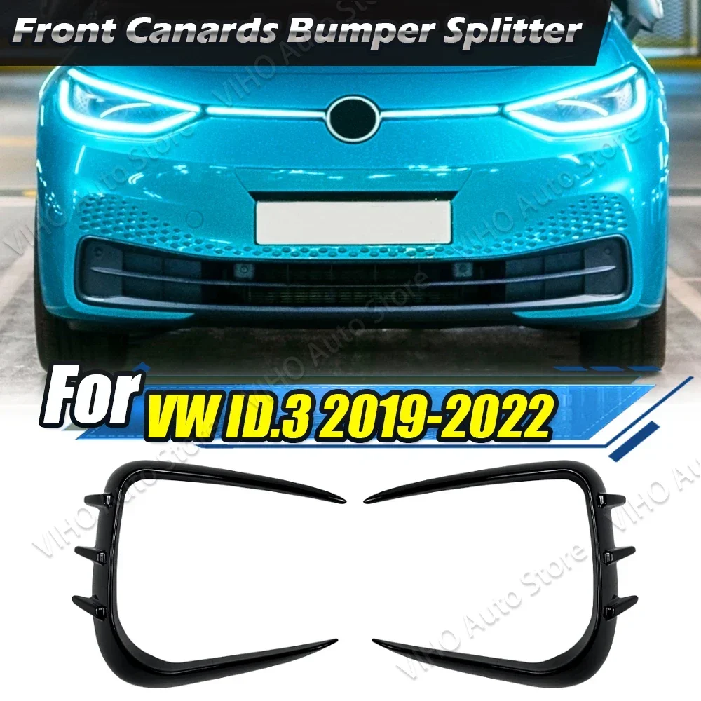 

Car Front Side Canards Bumper Splitter Spoiler For VW ID.3 2019 2020 2021 2022 Body Kits Gloss Black / Carbon Look Tuning Trim