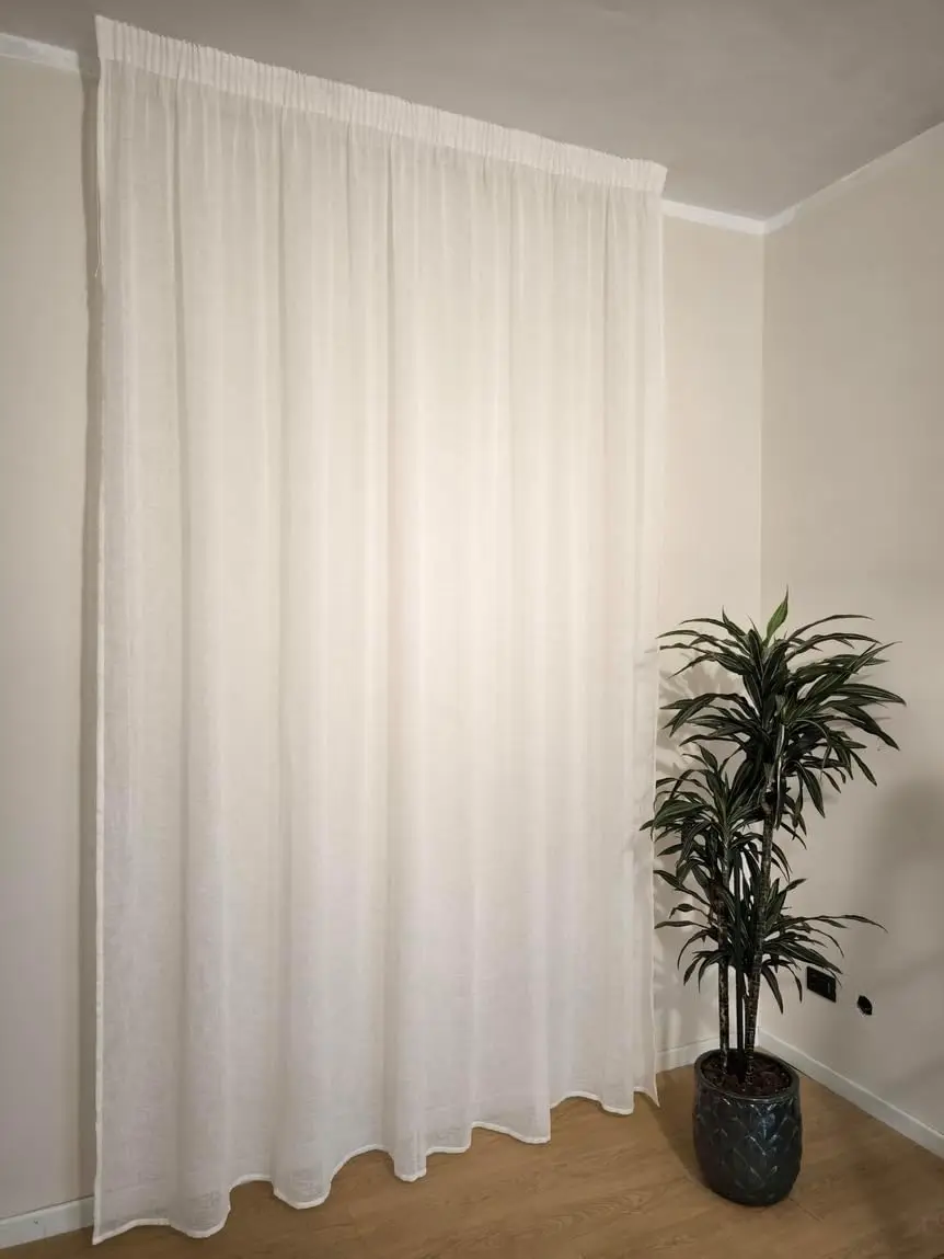 TESSUTI Cortinas con Cinta fruncidora a Medida, Tejido Efecto Lino Blanco, Ancho del Panel 295 cm, para rieles de 150/180 cm, Al