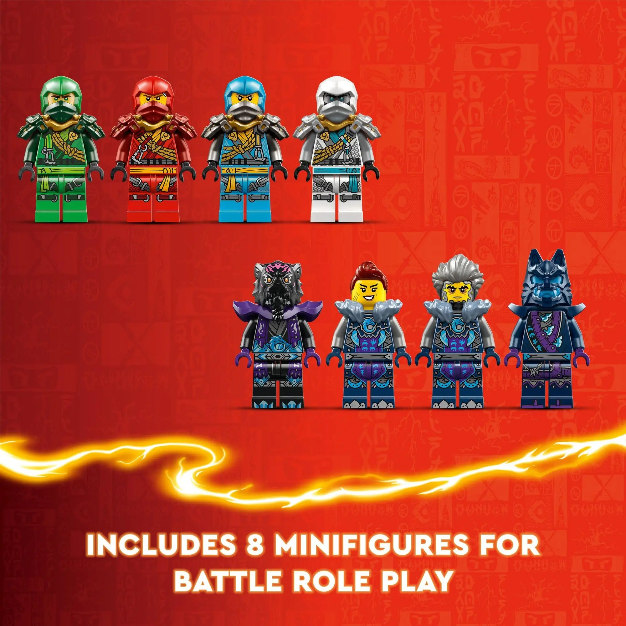 LEGO NINJAGO Wolf Mask Shadow Dojo Building Toy with 8 Ninja Action Figures Including Kai, NYA, Lloyd and Zane Toy 71813