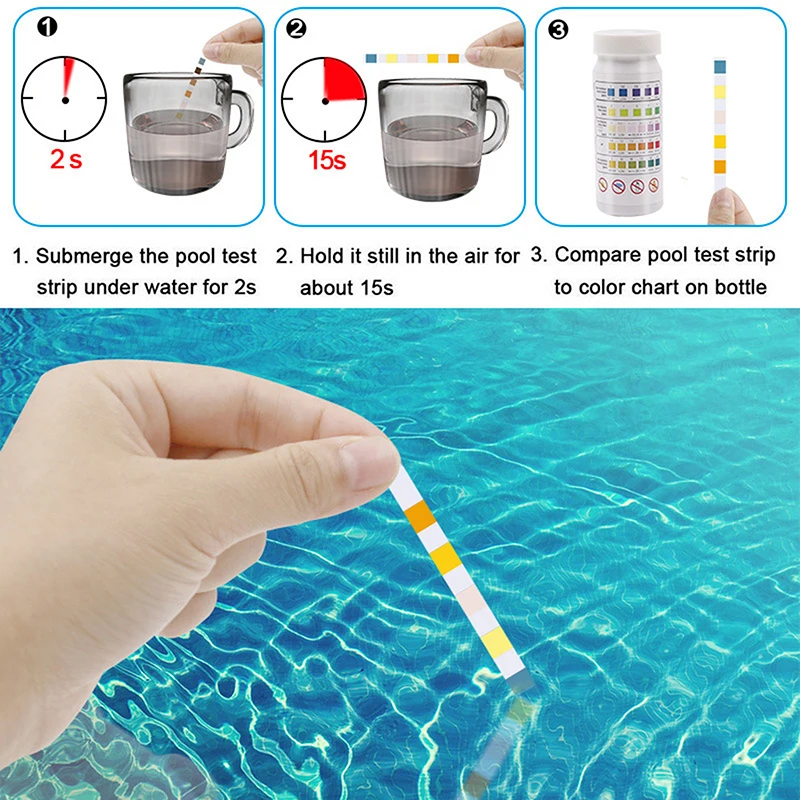 50pcs Multipurpose Chlorine PH Test Strips SPA Swimming Pool Water Tester Paper